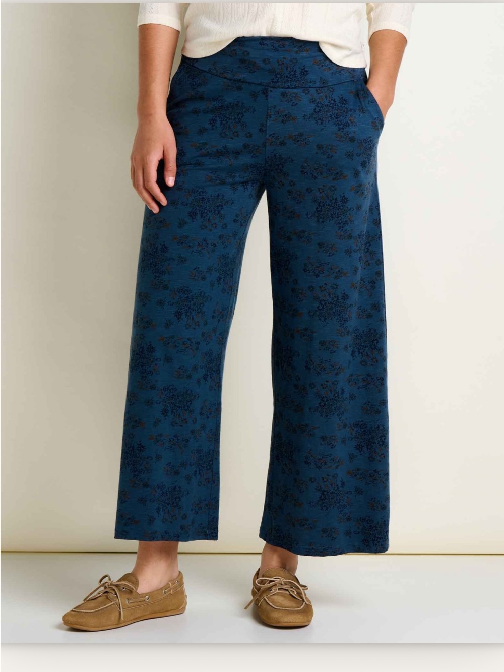 NWT Toad&Co Chaka Wide Leg Crop Pant - Navy Print Size XS